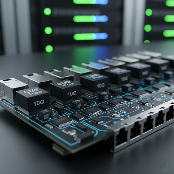 High-performance common-mode chokes, 90W PoE++ LAN transformers, and ER/EFD series power transformers for data center networking.